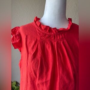 Marc New York Orange/Red Ruffled Sleeveless Top. Size -L %52 -Linen